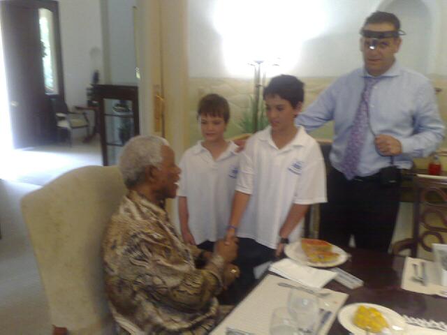 Mandela with Peter Friedland and his sons