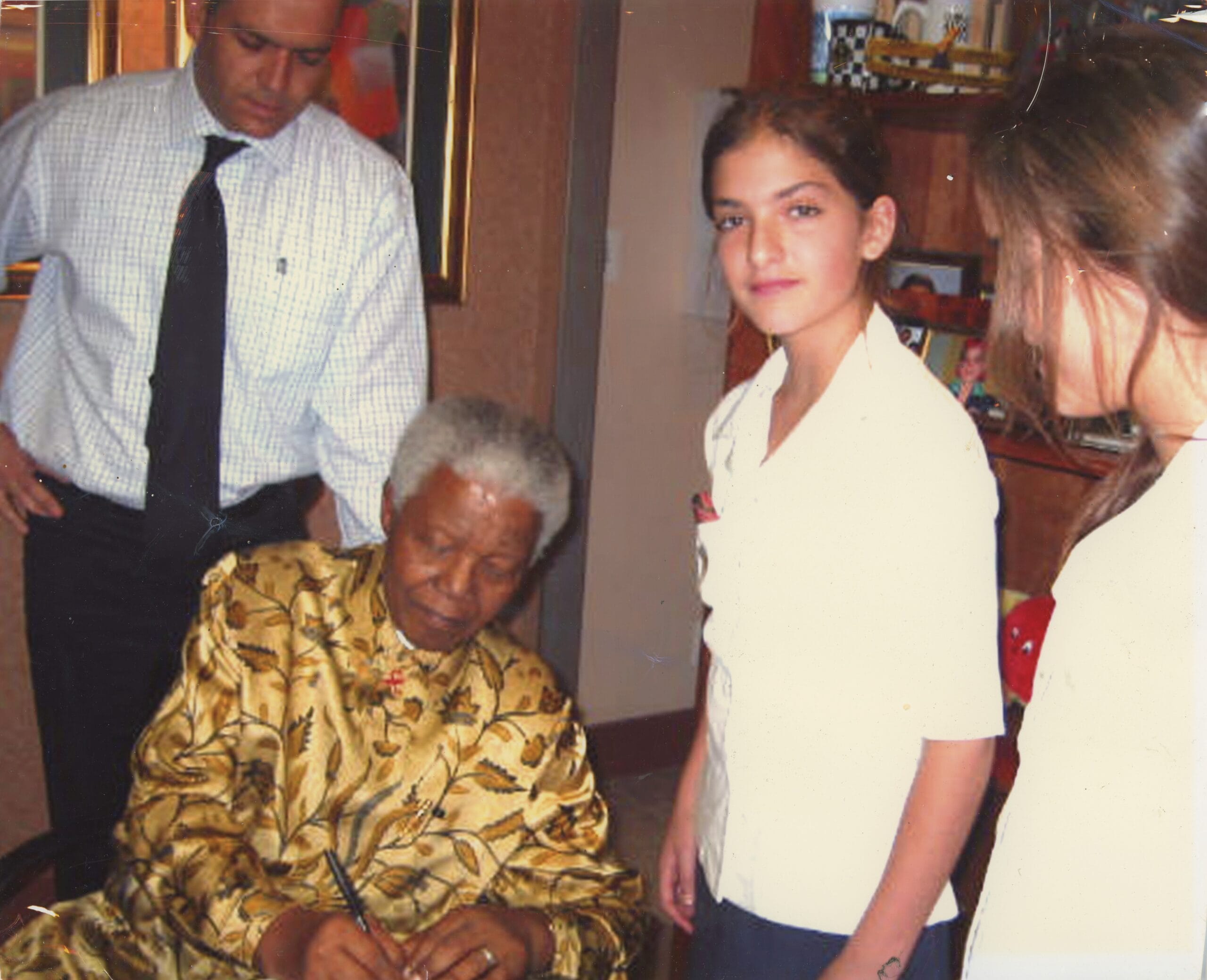 Peter Friedland and his daughters with Mandela